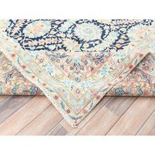 Load image into Gallery viewer, 11&#39;7&quot;x15&#39;9&quot; Yale Blue, Vintage Persian Kerman with All Over Flower and Branch Design, Pure Wool, Hand Knotted, Evenly Worn, Cleaned with Sides and Edges Professionally Secured, Oversized Oriental Rug FWR511632