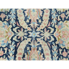 Load image into Gallery viewer, 11&#39;7&quot;x15&#39;9&quot; Yale Blue, Vintage Persian Kerman with All Over Flower and Branch Design, Pure Wool, Hand Knotted, Evenly Worn, Cleaned with Sides and Edges Professionally Secured, Oversized Oriental Rug FWR511632