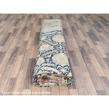 Load image into Gallery viewer, 11&#39;7&quot;x15&#39;9&quot; Yale Blue, Vintage Persian Kerman with All Over Flower and Branch Design, Pure Wool, Hand Knotted, Evenly Worn, Cleaned with Sides and Edges Professionally Secured, Oversized Oriental Rug FWR511632