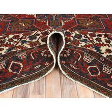 Load image into Gallery viewer, 8&#39;3&quot;x11&#39; Lava Red, Semi Antique Persian Heriz Abrash, Hand Knotted, Ivory Color Corners, Good Condition, Areas of Worn Wool, Sides and Ends Professionally Secured, cleaned, Oriental Rug FWR511674