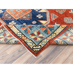 9'x12'2" Imperial Red, Armenian Inspired Caucasian Design, 200 KPSI, Natural Dyes, Densely Woven, Natural Wool, Hand Knotted, Oriental Rug FWR511794