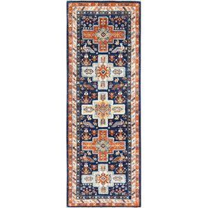 2'1"x5'10" Delft Blue, Armenian Inspired Caucasian Design, 200 KPSI, Vegetable Dyes, Dense Weave, Organic Wool, Hand Knotted, Runner Oriental Rug FWR511836