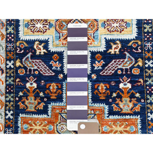 2'1"x5'10" Delft Blue, Armenian Inspired Caucasian Design, 200 KPSI, Vegetable Dyes, Dense Weave, Organic Wool, Hand Knotted, Runner Oriental Rug FWR511836