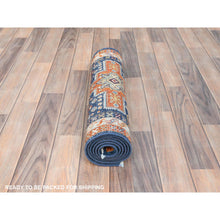 Load image into Gallery viewer, 2&#39;1&quot;x5&#39;10&quot; Delft Blue, Armenian Inspired Caucasian Design, 200 KPSI, Vegetable Dyes, Dense Weave, Organic Wool, Hand Knotted, Runner Oriental Rug FWR511836
