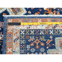 Load image into Gallery viewer, 2&#39;1&quot;x5&#39;10&quot; Delft Blue, Armenian Inspired Caucasian Design, 200 KPSI, Vegetable Dyes, Dense Weave, Organic Wool, Hand Knotted, Runner Oriental Rug FWR511836