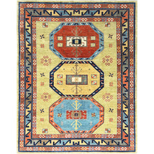 Load image into Gallery viewer, 9&#39;x11&#39;7&quot; Old Moss Green, Armenian Inspired Caucasian Design, 200 KPSI, Natural Dyes, Densely Woven, Soft Wool, Hand Knotted, Oriental Rug FWR511854