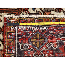 Load image into Gallery viewer, 8&#39;x10&#39;9&quot; Tomato Red, Vintage Bohemian Persian Heriz, Large Geometric Medallion, Evenly Worn, Pure Wool, Hand Knotted, Good Condition, Distressed Feel, Sides and Ends Professionally Secured, Cleaned, Oriental Rug FWR511872