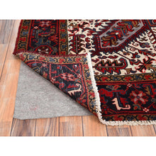 Load image into Gallery viewer, 8&#39;x10&#39;8&quot; Crimson Red with Ivory Corners, Semi Antique Bohemian Persian Heriz, Rustic Feel, Pure Wool, Hand Knotted, Good Condition, Sides and Ends Professionally Secured, Cleaned, Oriental Rug FWR511878