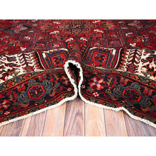 Load image into Gallery viewer, 8&#39;x10&#39;8&quot; Crimson Red with Ivory Corners, Semi Antique Bohemian Persian Heriz, Rustic Feel, Pure Wool, Hand Knotted, Good Condition, Sides and Ends Professionally Secured, Cleaned, Oriental Rug FWR511878