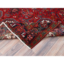 Load image into Gallery viewer, 8&#39;x10&#39;8&quot; Crimson Red with Ivory Corners, Semi Antique Bohemian Persian Heriz, Rustic Feel, Pure Wool, Hand Knotted, Good Condition, Sides and Ends Professionally Secured, Cleaned, Oriental Rug FWR511878