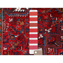 Load image into Gallery viewer, 8&#39;x10&#39;8&quot; Crimson Red with Ivory Corners, Semi Antique Bohemian Persian Heriz, Rustic Feel, Pure Wool, Hand Knotted, Good Condition, Sides and Ends Professionally Secured, Cleaned, Oriental Rug FWR511878