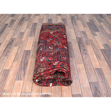 Load image into Gallery viewer, 8&#39;x10&#39;8&quot; Crimson Red with Ivory Corners, Semi Antique Bohemian Persian Heriz, Rustic Feel, Pure Wool, Hand Knotted, Good Condition, Sides and Ends Professionally Secured, Cleaned, Oriental Rug FWR511878