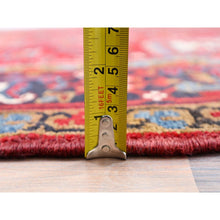 Load image into Gallery viewer, 8&#39;x10&#39;8&quot; Crimson Red with Ivory Corners, Semi Antique Bohemian Persian Heriz, Rustic Feel, Pure Wool, Hand Knotted, Good Condition, Sides and Ends Professionally Secured, Cleaned, Oriental Rug FWR511878