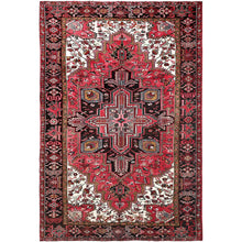 Load image into Gallery viewer, 7&#39;10&quot;x11&#39;5&quot; Imperial Red, Pure Wool, Hand Knotted, Semi Antique Bohemian Persian Heriz, Good Condition, Rustic Feel, Sides and Ends Professionally Secured, Cleaned, Oriental Rug FWR511902