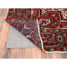 Load image into Gallery viewer, 7&#39;9&quot;x10&#39;10&quot; Ajax Red, Pure Wool, Hand Knotted, Vintage Bohemian Persian Heriz, Large Geometric Medallion, Good Condition, Rustic Look, Sides and Ends Professionally Secured, Cleaned, Oriental Rug FWR512034