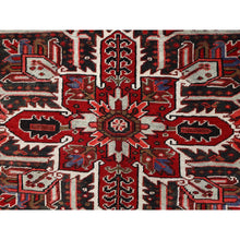 Load image into Gallery viewer, 7&#39;9&quot;x10&#39;10&quot; Ajax Red, Pure Wool, Hand Knotted, Vintage Bohemian Persian Heriz, Large Geometric Medallion, Good Condition, Rustic Look, Sides and Ends Professionally Secured, Cleaned, Oriental Rug FWR512034
