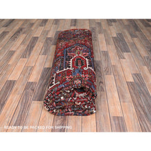 Load image into Gallery viewer, 7&#39;9&quot;x10&#39;10&quot; Ajax Red, Pure Wool, Hand Knotted, Vintage Bohemian Persian Heriz, Large Geometric Medallion, Good Condition, Rustic Look, Sides and Ends Professionally Secured, Cleaned, Oriental Rug FWR512034