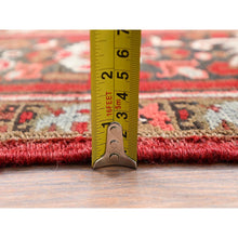Load image into Gallery viewer, 7&#39;9&quot;x10&#39;10&quot; Ajax Red, Pure Wool, Hand Knotted, Vintage Bohemian Persian Heriz, Large Geometric Medallion, Good Condition, Rustic Look, Sides and Ends Professionally Secured, Cleaned, Oriental Rug FWR512034