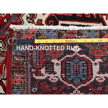 Load image into Gallery viewer, 7&#39;9&quot;x10&#39;10&quot; Ajax Red, Pure Wool, Hand Knotted, Vintage Bohemian Persian Heriz, Large Geometric Medallion, Good Condition, Rustic Look, Sides and Ends Professionally Secured, Cleaned, Oriental Rug FWR512034