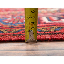Load image into Gallery viewer, 7&#39;8&quot;x11&#39; Carmine Red, Semi Antique Bohemian Persian Heriz, Good Condition, Distressed Feel, Evenly Worn, Pure Wool, Hand Knotted, Sides and Ends Professionally Secured, Cleaned, Oriental Rug FWR512136