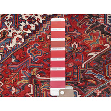 Load image into Gallery viewer, 8&#39;5&quot;x10&#39;9&quot; Ajax Red, Distressed Look, Pure Wool, Hand Knotted, Vintage Bohemian Persian Heriz, Good Condition, Sides and Ends Professionally Secured, Cleaned, Oriental Rug FWR512196