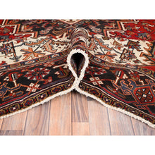 Load image into Gallery viewer, 8&#39;3&quot;x10&#39;10&quot; Chili Red with Ivory Corners, Rustic Feel, Pure Wool, Hand Knotted, Semi Antique Bohemian Persian Heriz, Good Condition, Sides and Ends Professionally Secured, Cleaned, Oriental Rug FWR512310