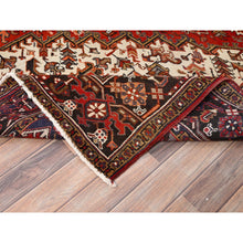 Load image into Gallery viewer, 8&#39;3&quot;x10&#39;10&quot; Chili Red with Ivory Corners, Rustic Feel, Pure Wool, Hand Knotted, Semi Antique Bohemian Persian Heriz, Good Condition, Sides and Ends Professionally Secured, Cleaned, Oriental Rug FWR512310