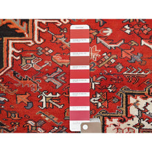 Load image into Gallery viewer, 8&#39;3&quot;x10&#39;10&quot; Chili Red with Ivory Corners, Rustic Feel, Pure Wool, Hand Knotted, Semi Antique Bohemian Persian Heriz, Good Condition, Sides and Ends Professionally Secured, Cleaned, Oriental Rug FWR512310