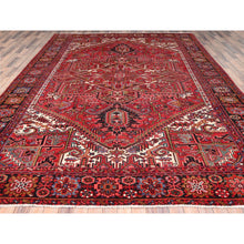 Load image into Gallery viewer, 9&#39;9&quot;x12&#39;6&quot; Desire Red, Distressed Look, Pure Wool, Hand Knotted, Vintage Bohemian, Persian Heriz, Good Condition, Sides and Ends Professionally Secured, Cleaned, Oriental Rug FWR512340