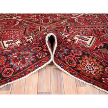 Load image into Gallery viewer, 9&#39;9&quot;x12&#39;6&quot; Desire Red, Distressed Look, Pure Wool, Hand Knotted, Vintage Bohemian, Persian Heriz, Good Condition, Sides and Ends Professionally Secured, Cleaned, Oriental Rug FWR512340