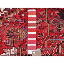 Load image into Gallery viewer, 9&#39;9&quot;x12&#39;6&quot; Desire Red, Distressed Look, Pure Wool, Hand Knotted, Vintage Bohemian, Persian Heriz, Good Condition, Sides and Ends Professionally Secured, Cleaned, Oriental Rug FWR512340