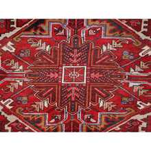 Load image into Gallery viewer, 9&#39;9&quot;x12&#39;6&quot; Desire Red, Distressed Look, Pure Wool, Hand Knotted, Vintage Bohemian, Persian Heriz, Good Condition, Sides and Ends Professionally Secured, Cleaned, Oriental Rug FWR512340
