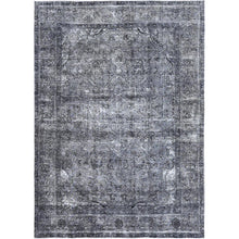Load image into Gallery viewer, 6&#39;6&quot;x9&#39;6&quot; Slate Gray, Sheared Low, Overdyed, Worn Wool, Hand Knotted, Vintage Persian Tabriz, Distressed Look, Oriental Rug FWR512394