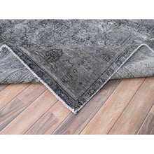 Load image into Gallery viewer, 6&#39;6&quot;x9&#39;6&quot; Slate Gray, Sheared Low, Overdyed, Worn Wool, Hand Knotted, Vintage Persian Tabriz, Distressed Look, Oriental Rug FWR512394