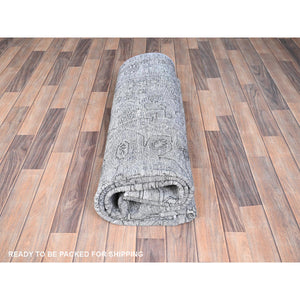 6'6"x9'6" Slate Gray, Sheared Low, Overdyed, Worn Wool, Hand Knotted, Vintage Persian Tabriz, Distressed Look, Oriental Rug FWR512394