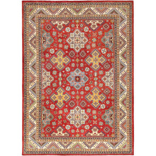 Load image into Gallery viewer, 10&#39;x14&#39; Desire Red, Special Kazak with Large Elements, Natural Dyes, Pure Wool, Hand Knotted, Oriental Rug FWR512460