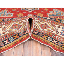 Load image into Gallery viewer, 9&#39;1&quot;x12&#39; Brick Red, Special Kazak with Large Elements, 100% Wool, Vegetable Dyes, Hand Knotted, Oriental Rug FWR512478