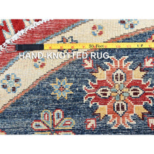 Load image into Gallery viewer, 7&#39;10&quot;x7&#39;9&quot; Crimson Red, Vegetable Dyes, Extra Soft Wool, Special Kazak with Geometric Elements, Hand Knotted, Round Oriental Rug FWR512502