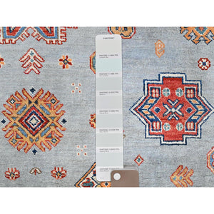 6'6"x9'8" Sky Blue, 100% Wool, Vegetable Dyes, Special Kazak with All Over Medallions, Hand Knotted, Oriental Rug FWR512538