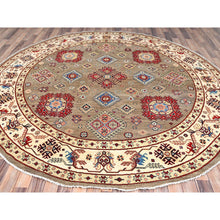 Load image into Gallery viewer, 9&#39;x9&#39; Peanut Brown, Natural Wool, Natural Dyes, Special Kazak with Geometric Medallions, Hand Knotted, Round Oriental Rug FWR512544