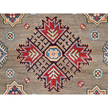 Load image into Gallery viewer, 9&#39;x9&#39; Peanut Brown, Natural Wool, Natural Dyes, Special Kazak with Geometric Medallions, Hand Knotted, Round Oriental Rug FWR512544
