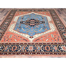 Load image into Gallery viewer, 8&#39;3&quot;x9&#39;7&quot; Burnt Orange, Afghan Peshawar with Serapi Heriz Design, Dense Weave, Hand Knotted, Soft Wool, Vegetable Dyes, Oriental Rug FWR512706