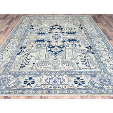 Load image into Gallery viewer, 8&#39;x10&#39; Cloud Grey, 100% Wool, Hand Knotted, Afghan Peshawar with Serapi Heriz Design, Dense Weave, Natural Dyes, Oriental Rug FWR512748