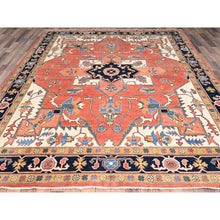 Load image into Gallery viewer, 8&#39;2&quot;x9&#39;10&quot; Burnt Orange, Afghan Peshawar with Serapi Heriz Design, Dense Weave, Vegetable Dyes, Natural Wool, Hand Knotted, Oriental Rug FWR512754