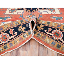 Load image into Gallery viewer, 8&#39;2&quot;x9&#39;10&quot; Burnt Orange, Afghan Peshawar with Serapi Heriz Design, Dense Weave, Vegetable Dyes, Natural Wool, Hand Knotted, Oriental Rug FWR512754