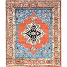 Load image into Gallery viewer, 8&#39;x9&#39;10&quot; Tangerine Orange, Soft Wool, Vegetable Dyes, Dense Weave, Afghan Peshawar with Serapi Heriz Design, Hand Knotted, Oriental Rug FWR512766