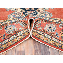 Load image into Gallery viewer, 8&#39;x9&#39;10&quot; Tangerine Orange, Soft Wool, Vegetable Dyes, Dense Weave, Afghan Peshawar with Serapi Heriz Design, Hand Knotted, Oriental Rug FWR512766