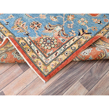 Load image into Gallery viewer, 8&#39;x9&#39;10&quot; Tangerine Orange, Soft Wool, Vegetable Dyes, Dense Weave, Afghan Peshawar with Serapi Heriz Design, Hand Knotted, Oriental Rug FWR512766