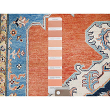 Load image into Gallery viewer, 8&#39;x9&#39;10&quot; Tangerine Orange, Soft Wool, Vegetable Dyes, Dense Weave, Afghan Peshawar with Serapi Heriz Design, Hand Knotted, Oriental Rug FWR512766