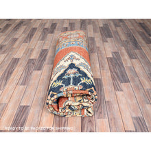 Load image into Gallery viewer, 8&#39;x9&#39;10&quot; Tangerine Orange, Soft Wool, Vegetable Dyes, Dense Weave, Afghan Peshawar with Serapi Heriz Design, Hand Knotted, Oriental Rug FWR512766